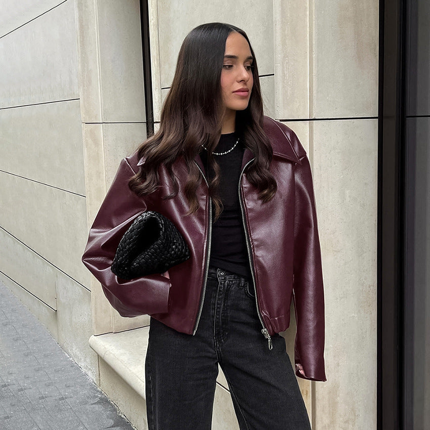 Veste Rétro Biker™ en Cuir Mat - Reflet Paris