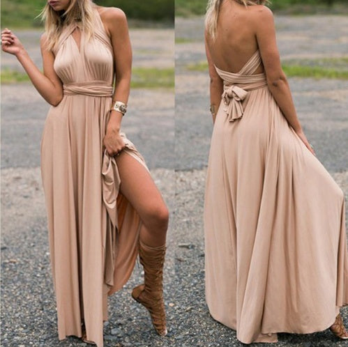 Women Bandage Convertible Boho Maxi Dress - Reflet Paris