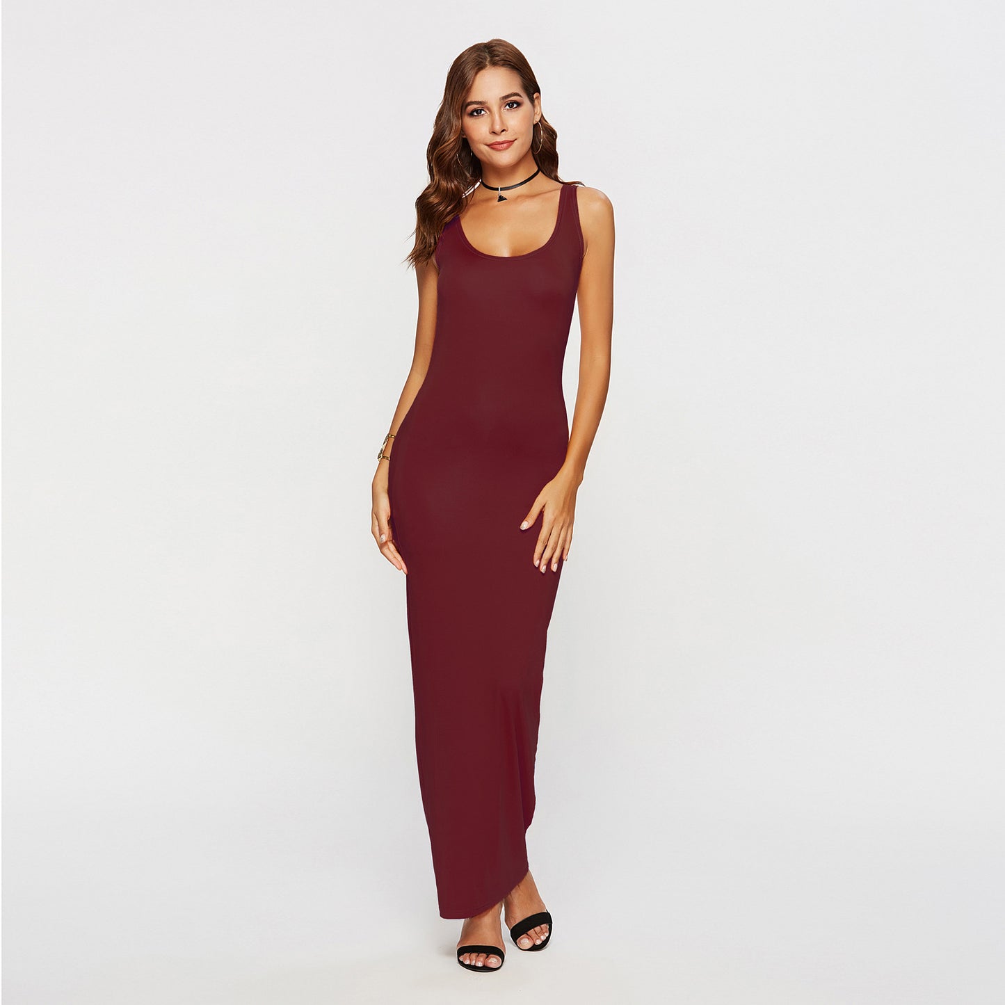 Élégance Chaleureuse - Robe Longue Basic Femme - Reflet Paris
