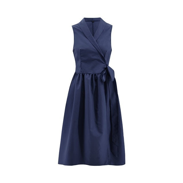 Robe Midi Casual Sans Manches avec Ceinture – Robe Femme Chic et Décontractée - Reflet Paris
