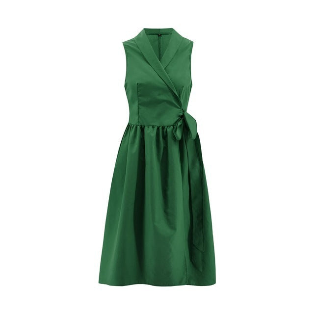 Robe Midi Casual Sans Manches avec Ceinture – Robe Femme Chic et Décontractée - Reflet Paris