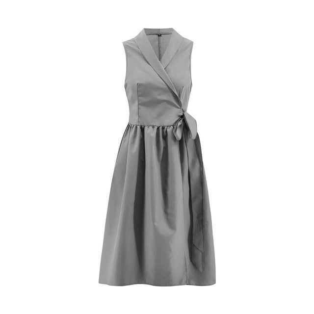 Robe Midi Casual Sans Manches avec Ceinture – Robe Femme Chic et Décontractée - Reflet Paris