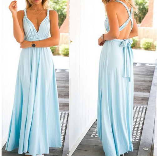 Women Bandage Convertible Boho Maxi Dress - Reflet Paris