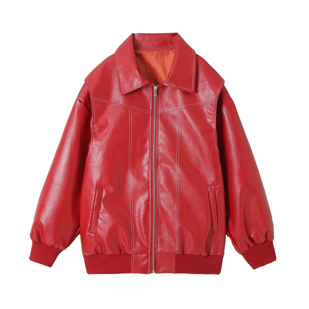 Veste Moto Femme à Col Revers – Cuir Longue avec Fermeture Zippée - Reflet Paris