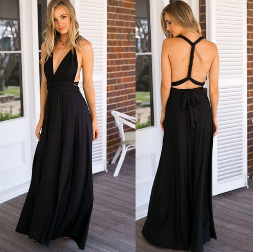 Women Bandage Convertible Boho Maxi Dress - Reflet Paris