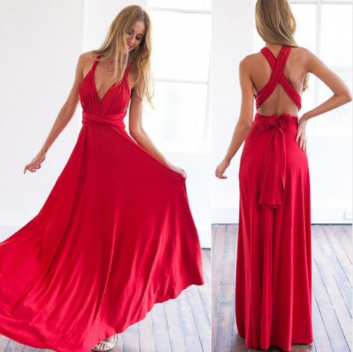 Women Bandage Convertible Boho Maxi Dress - Reflet Paris