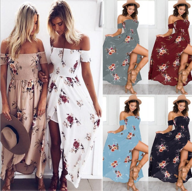 Robe Longue Bohème Femme Off Shoulder – Robe de Plage Été Blanche - Reflet Paris