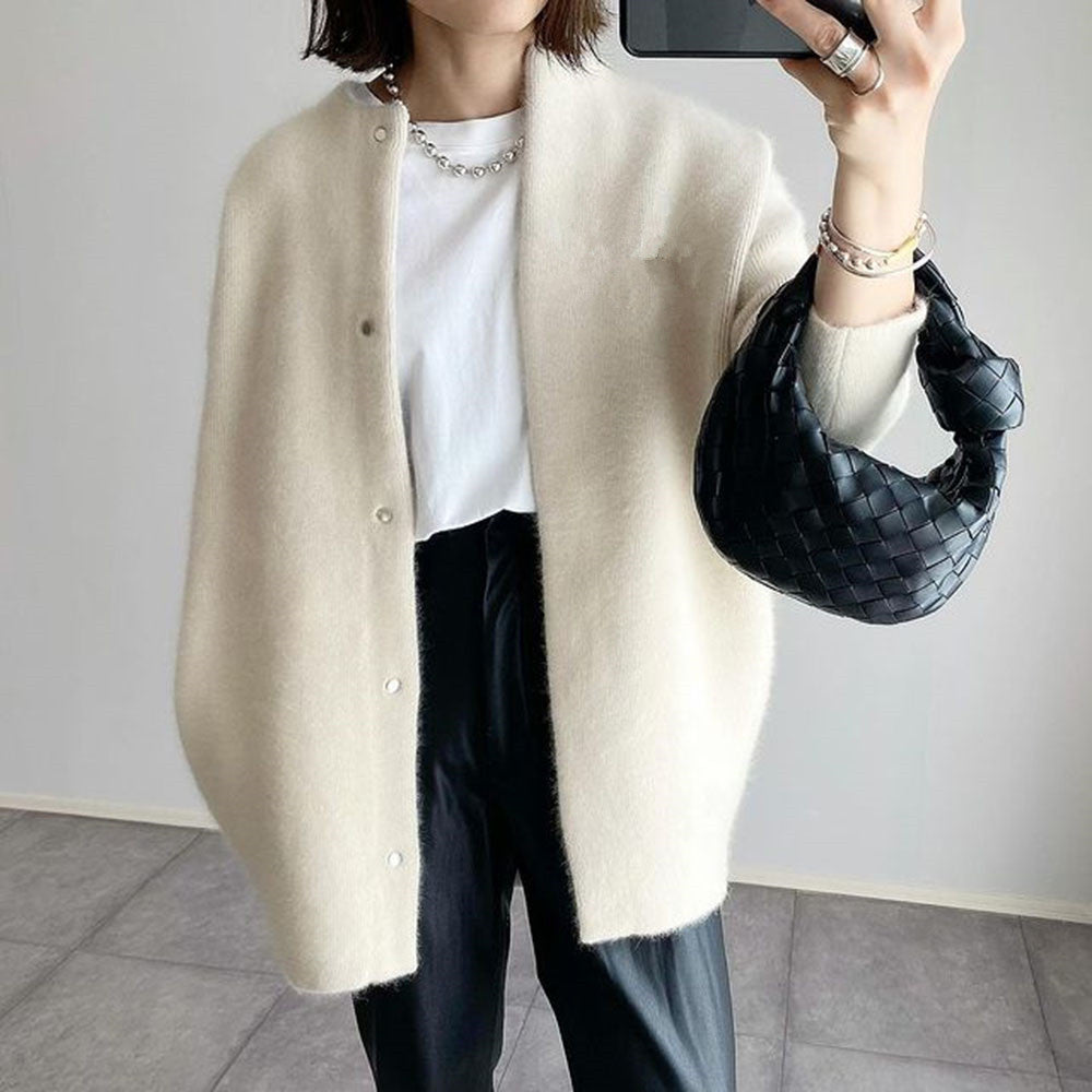 Cardigan Long à Col Rond et Boutons en Coton - Reflet Paris