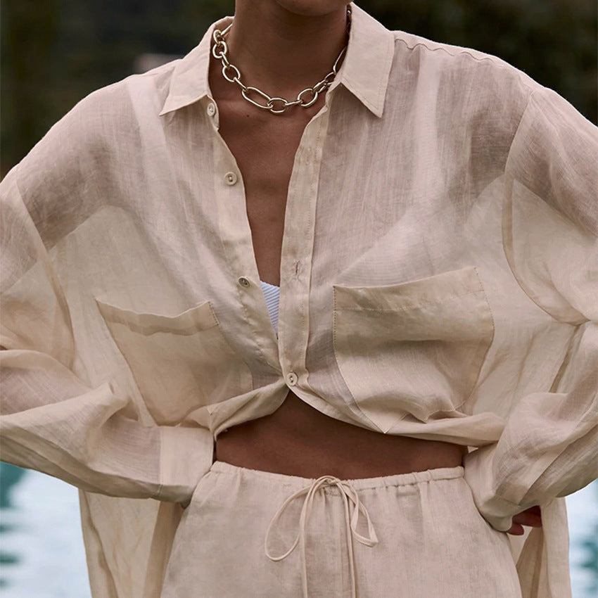 Long Sleeve Shirt Trousers Suit Cotton - Two-piece Suit