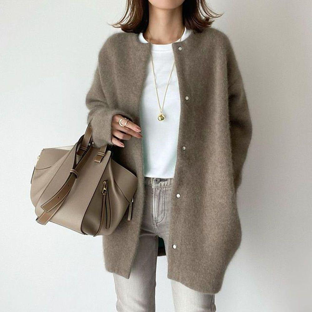 Cardigan Long à Col Rond et Boutons en Coton - Reflet Paris