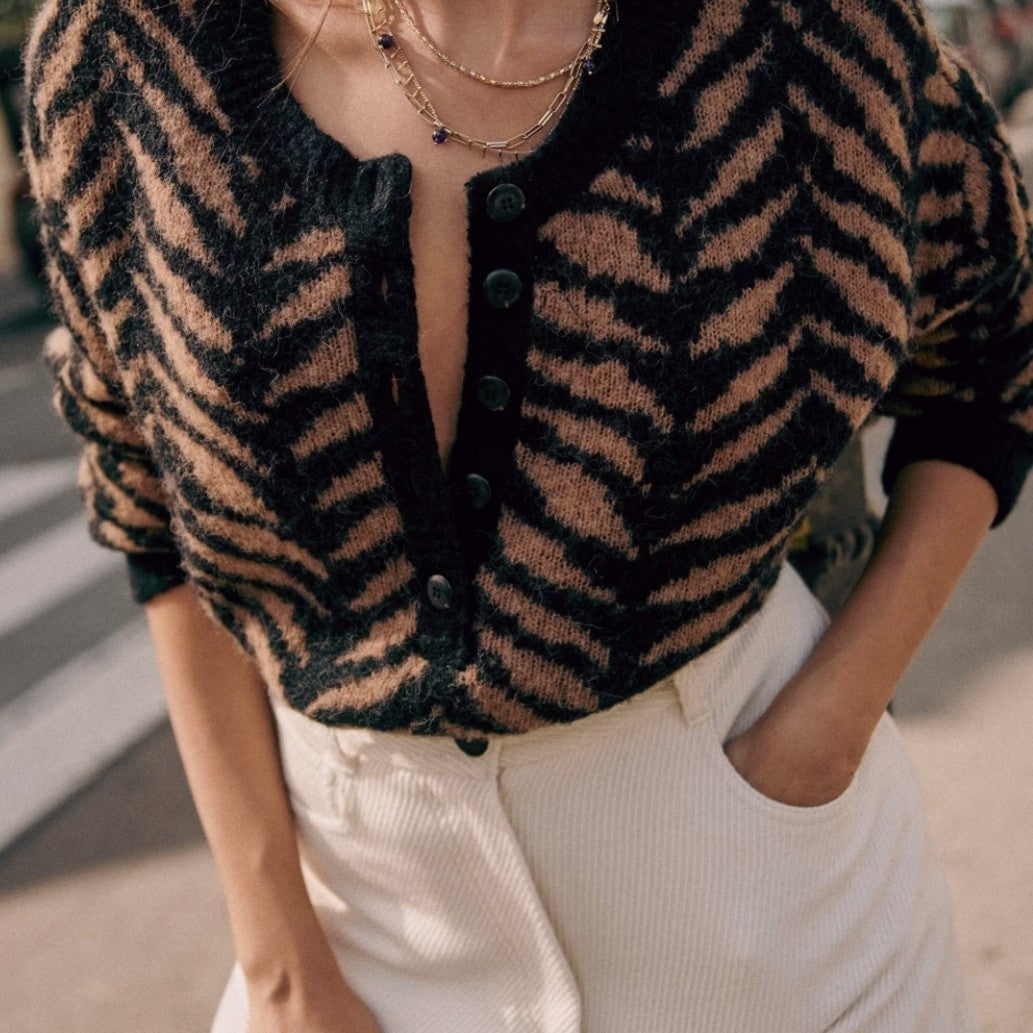 Pull Imprimé Zèbre Léopard™ - Reflet Paris