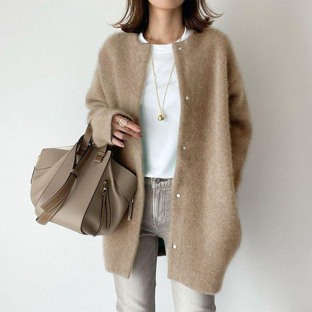Cardigan Long à Col Rond et Boutons en Coton - Reflet Paris