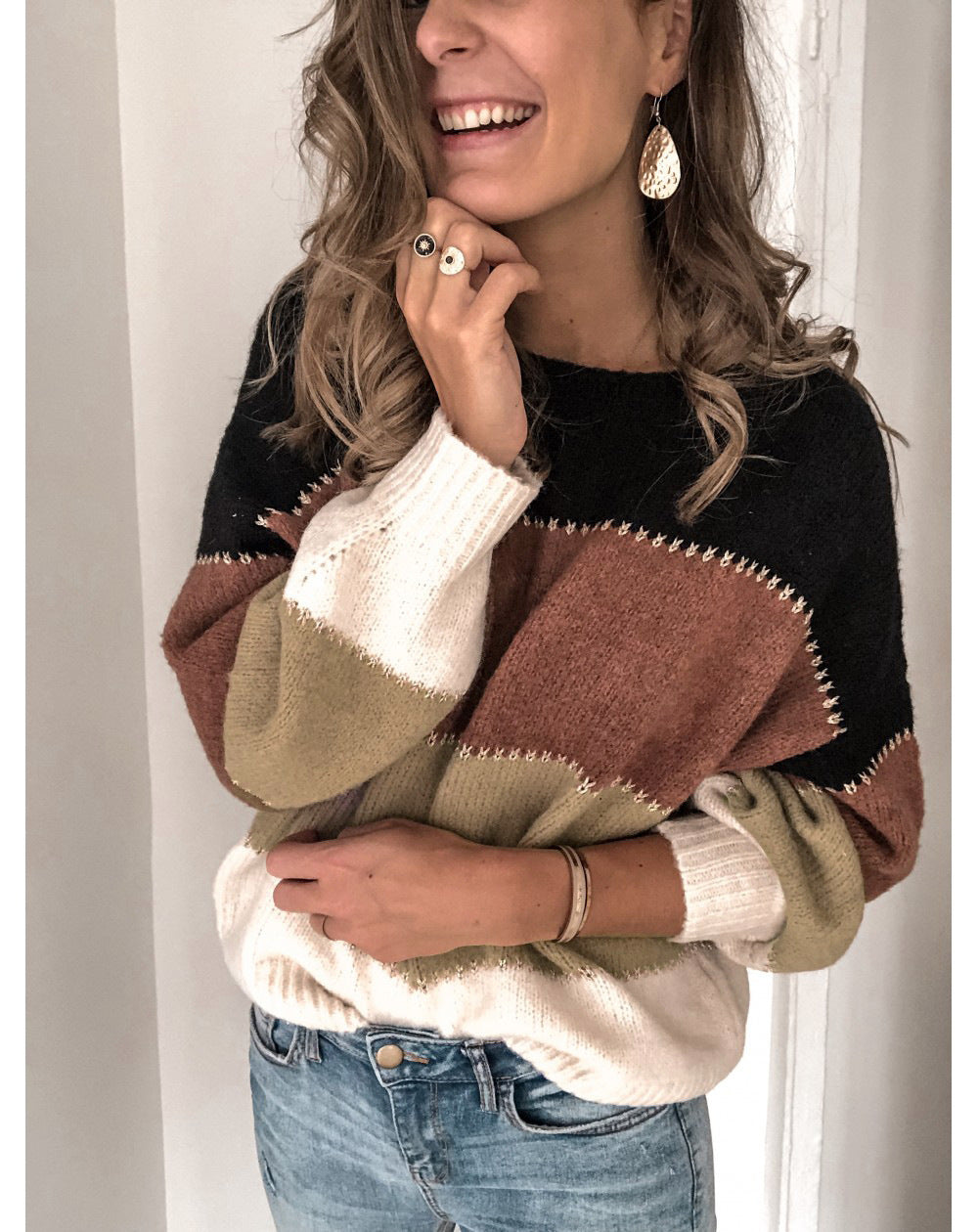 Pullover Round Neck Stripe Long Sleeve