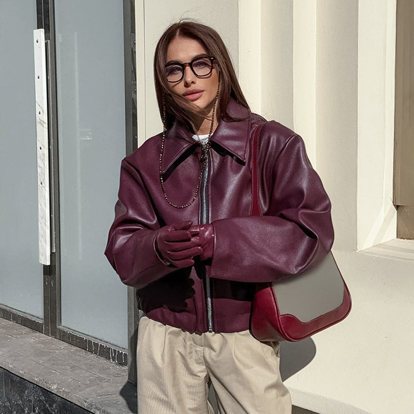Veste Rétro Biker™ en Cuir Mat - Reflet Paris