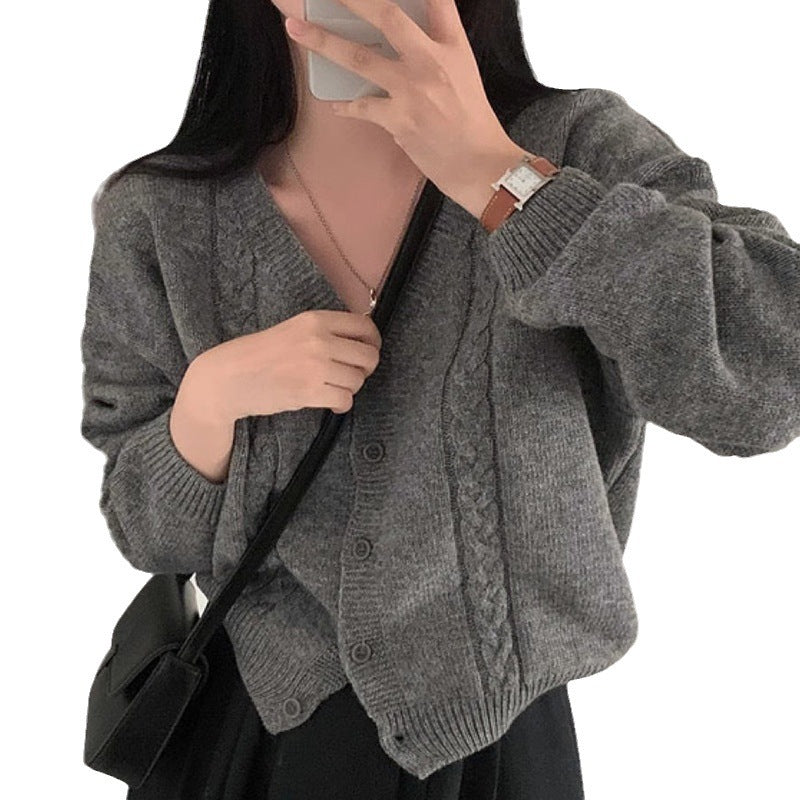 V-neck Long Sleeve Cardigan Twist Ropa