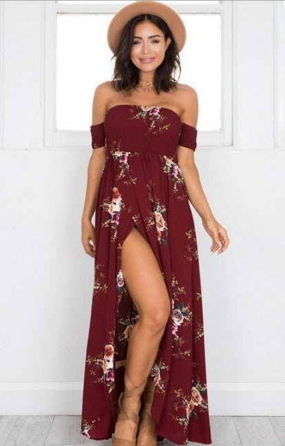 Robe Longue Bohème Femme Off Shoulder – Robe de Plage Été Blanche - Reflet Paris