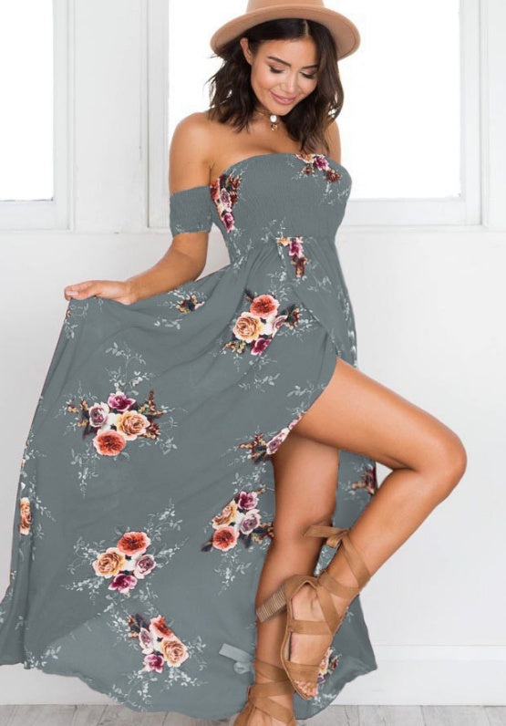 Robe Longue Bohème Femme Off Shoulder – Robe de Plage Été Blanche - Reflet Paris
