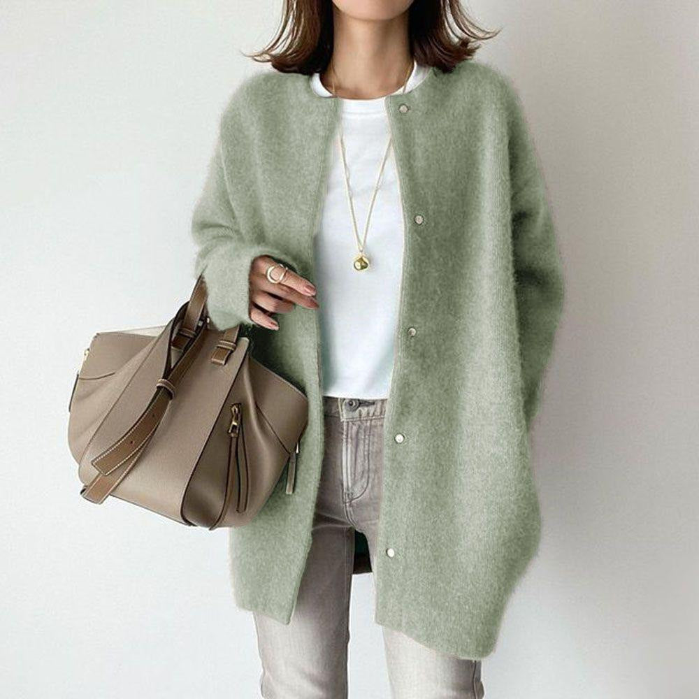 Cardigan Long à Col Rond et Boutons en Coton - Reflet Paris