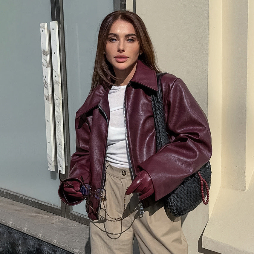 Veste Rétro Biker™ en Cuir Mat - Reflet Paris