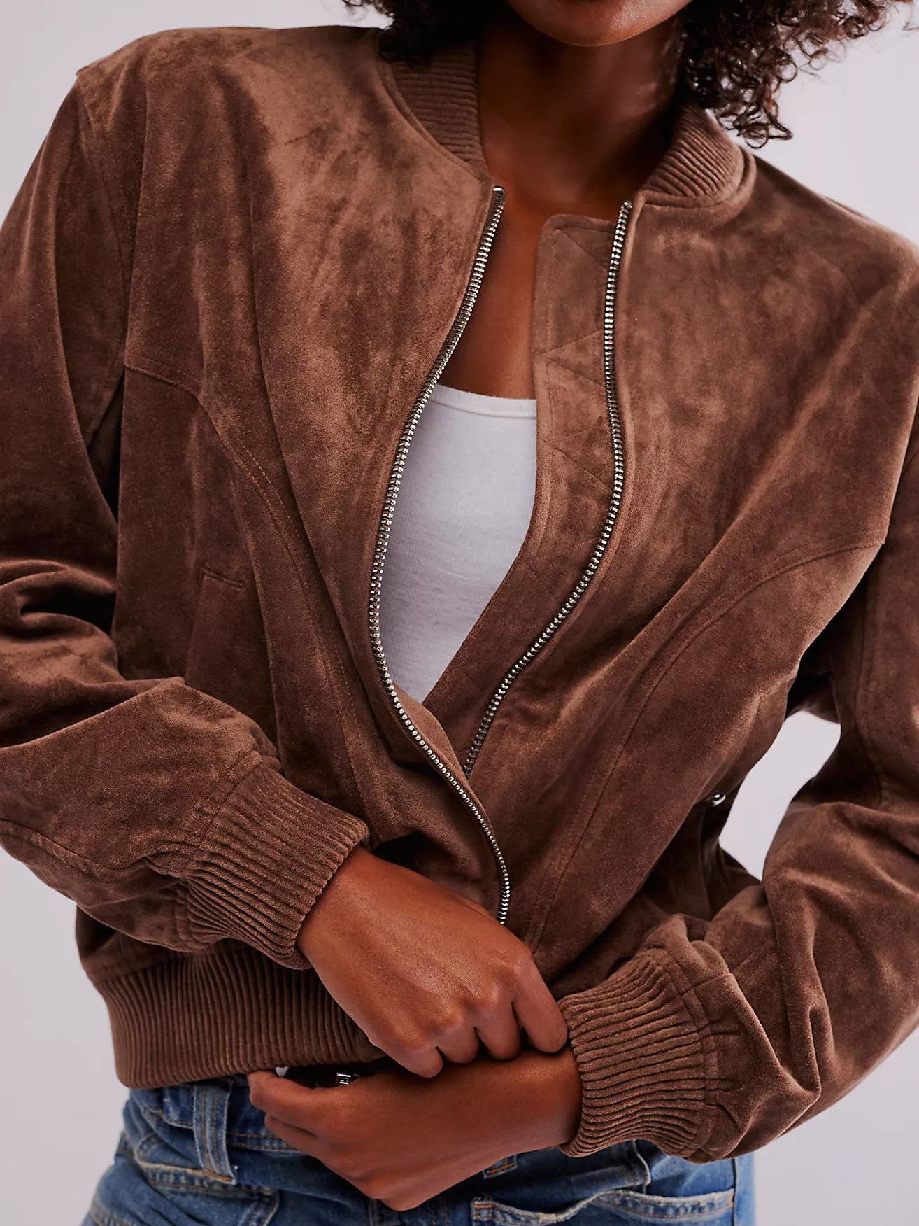 Veste Suédée Zippée Casual Femme – Veste Décontractée en Polyester - Reflet Paris