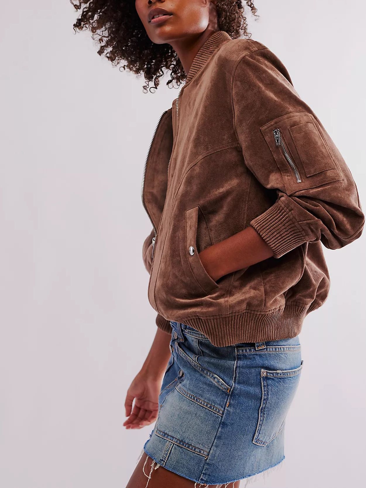 Veste Suédée Zippée Casual Femme – Veste Décontractée en Polyester - Reflet Paris