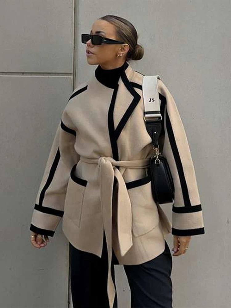 Manteau en Laine Contrastée pour Femme – Élégance et Confort - Reflet Paris