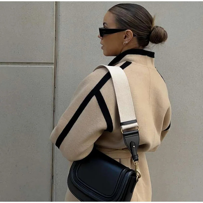 Manteau en Laine Contrastée pour Femme – Élégance et Confort - Reflet Paris