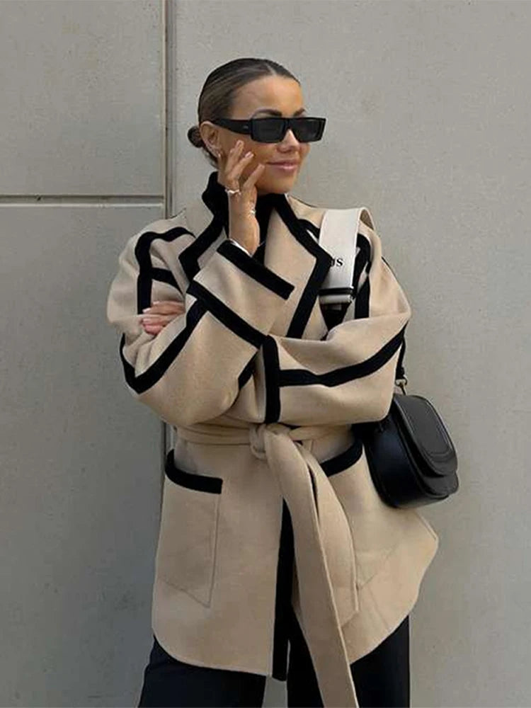Manteau en Laine Contrastée pour Femme – Élégance et Confort - Reflet Paris