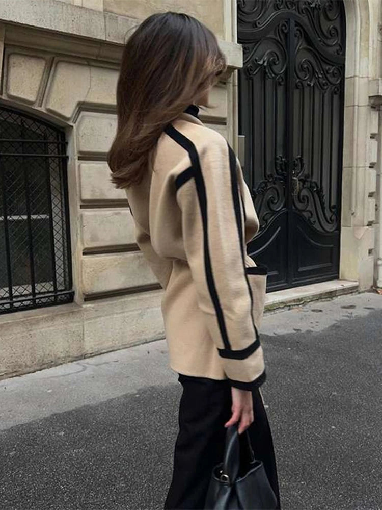 Manteau en Laine Contrastée pour Femme – Élégance et Confort - Reflet Paris