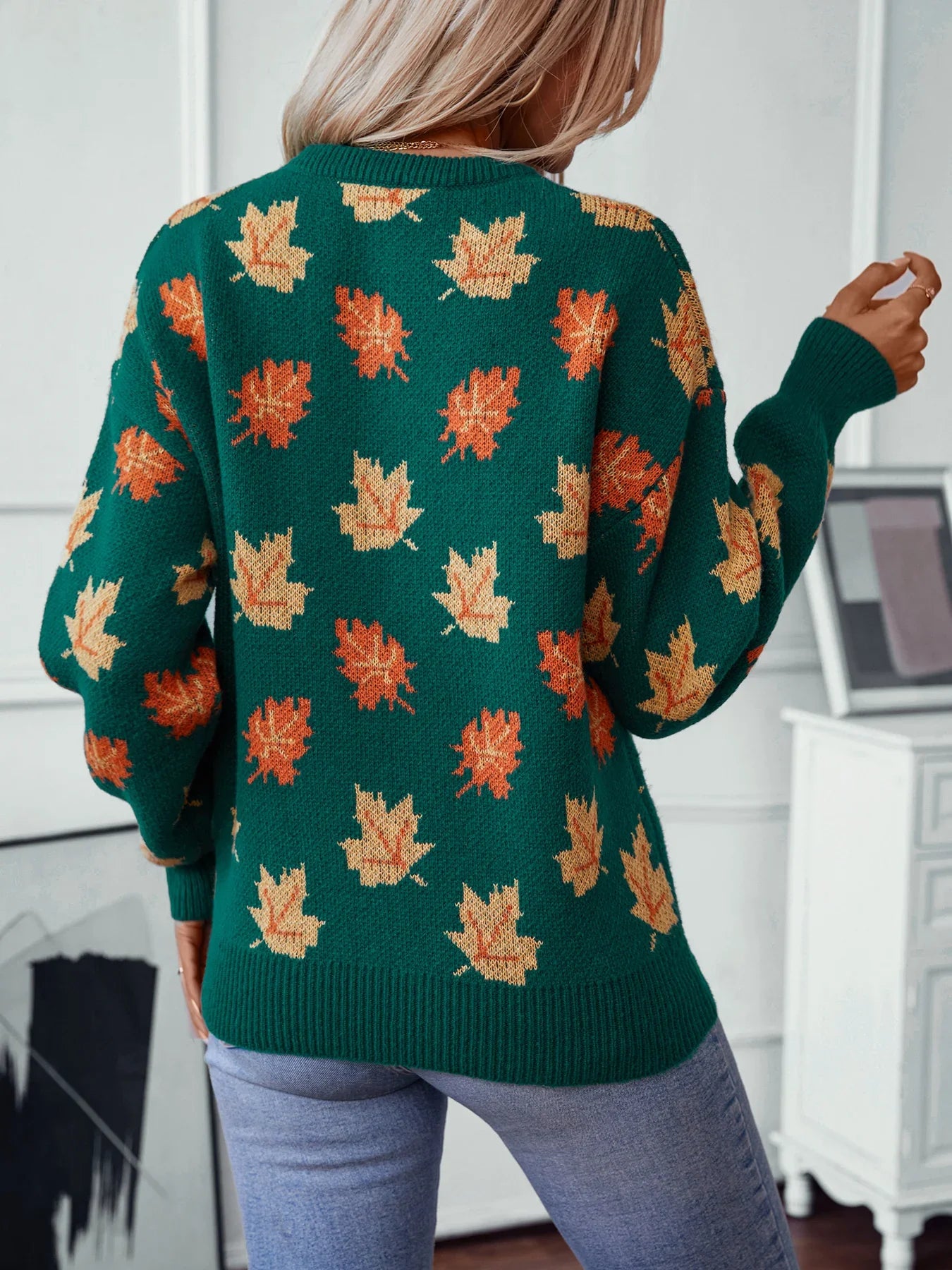 Pull en maille à motif feuille d'érable - Reflet Paris