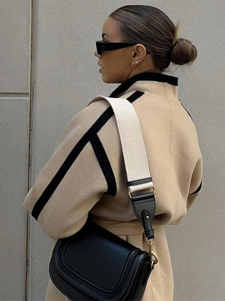 Manteau en Laine Contrastée pour Femme – Élégance et Confort - Reflet Paris