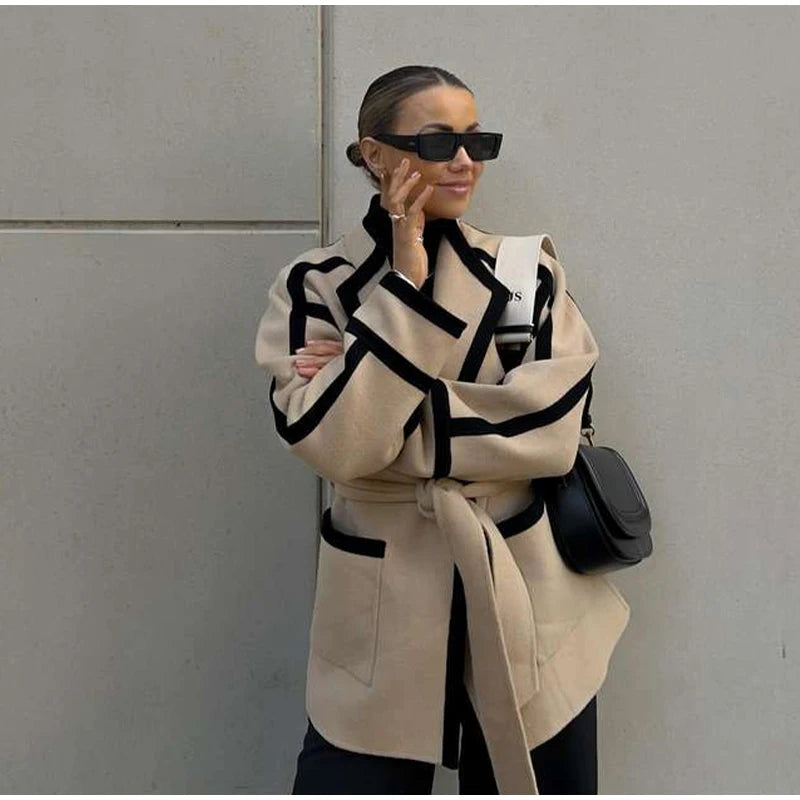 Manteau en Laine Contrastée pour Femme – Élégance et Confort - Reflet Paris