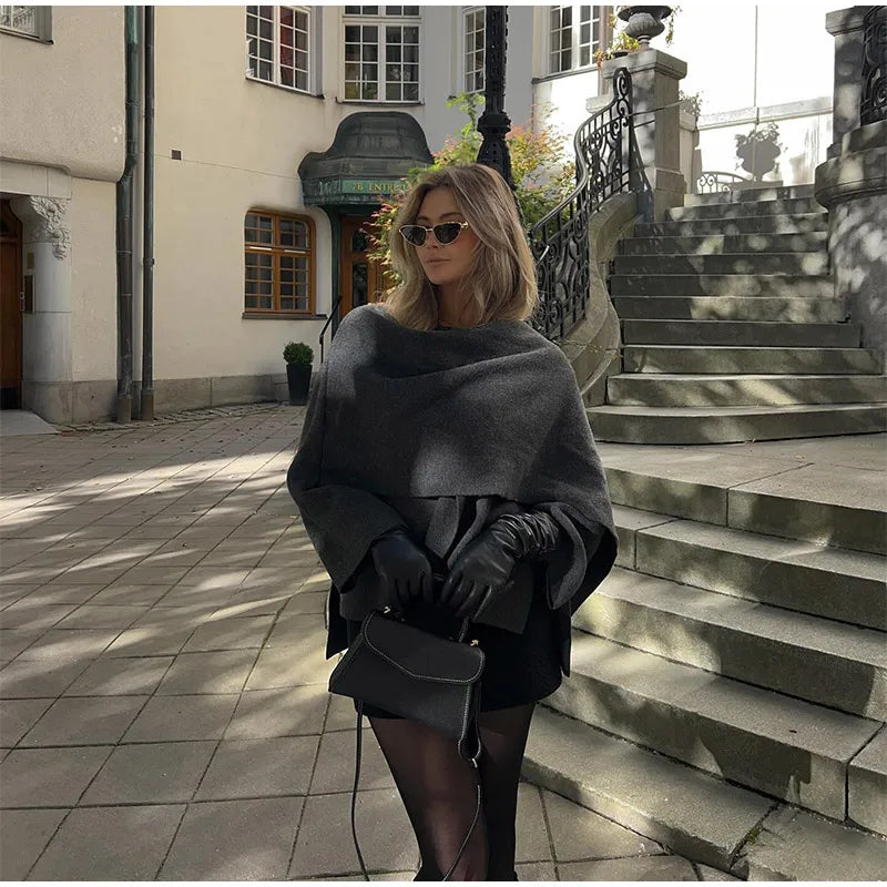 Veste Longue à Col Écharpe en Laine – Élégante & Polyvalente - Reflet Paris