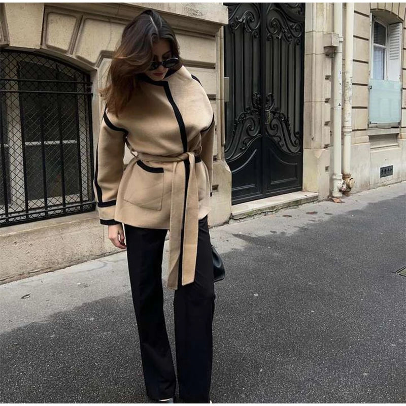 Manteau en Laine Contrastée pour Femme – Élégance et Confort - Reflet Paris