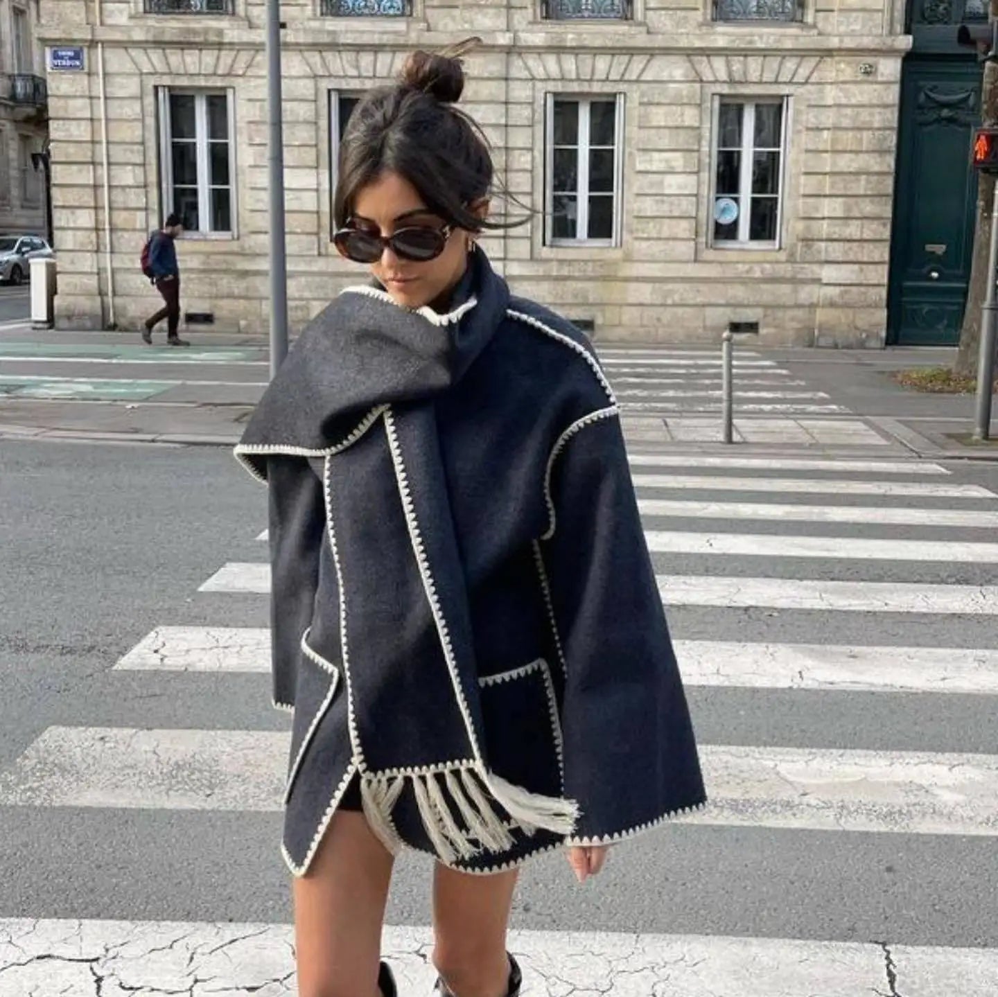 Manteau Décontracté en Laine avec Col Écharpe – Élégance Tout en Confort - Reflet Paris
