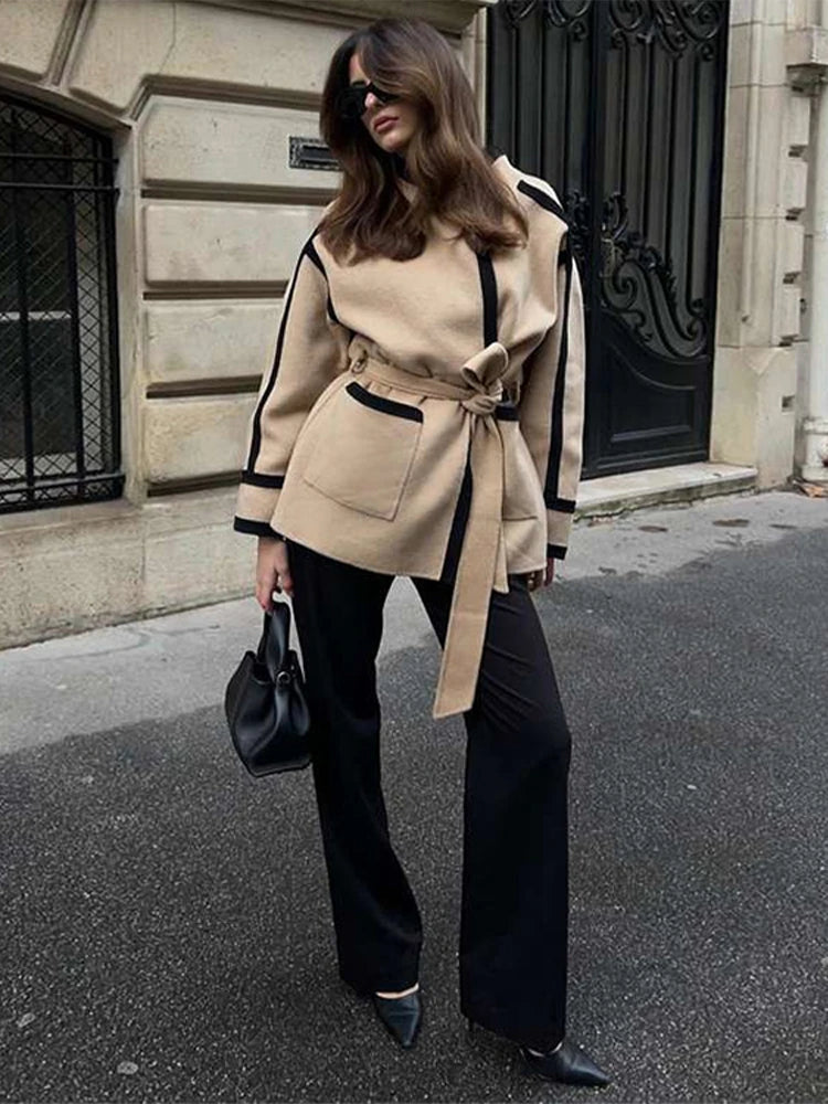 Manteau en Laine Contrastée pour Femme – Élégance et Confort - Reflet Paris