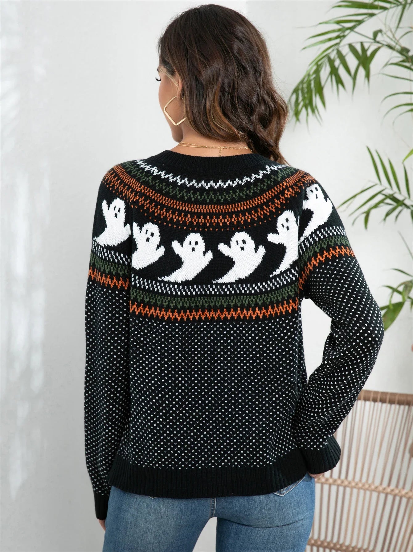 Cardigan vintage à motif fantôme - Reflet Paris
