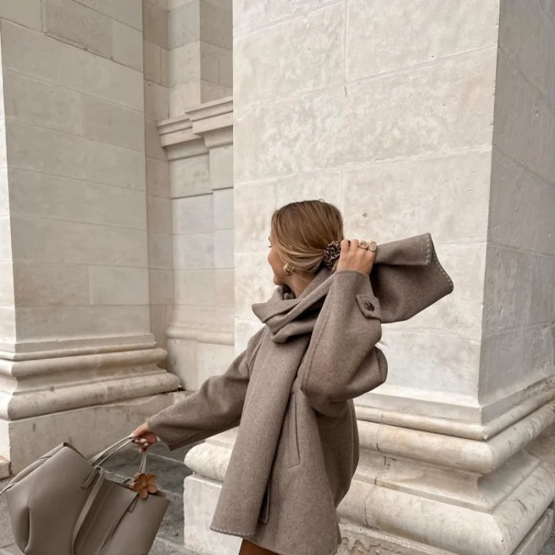 Veste Chic à Col Écharpe en Laine Mélangée – Élégance Urbaine et Confort - Reflet Paris