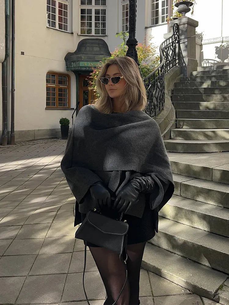 Veste Longue à Col Écharpe en Laine – Élégante & Polyvalente - Reflet Paris
