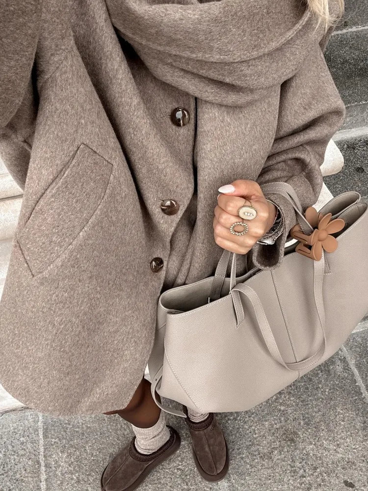 Veste Chic à Col Écharpe en Laine Mélangée – Élégance Urbaine et Confort - Reflet Paris
