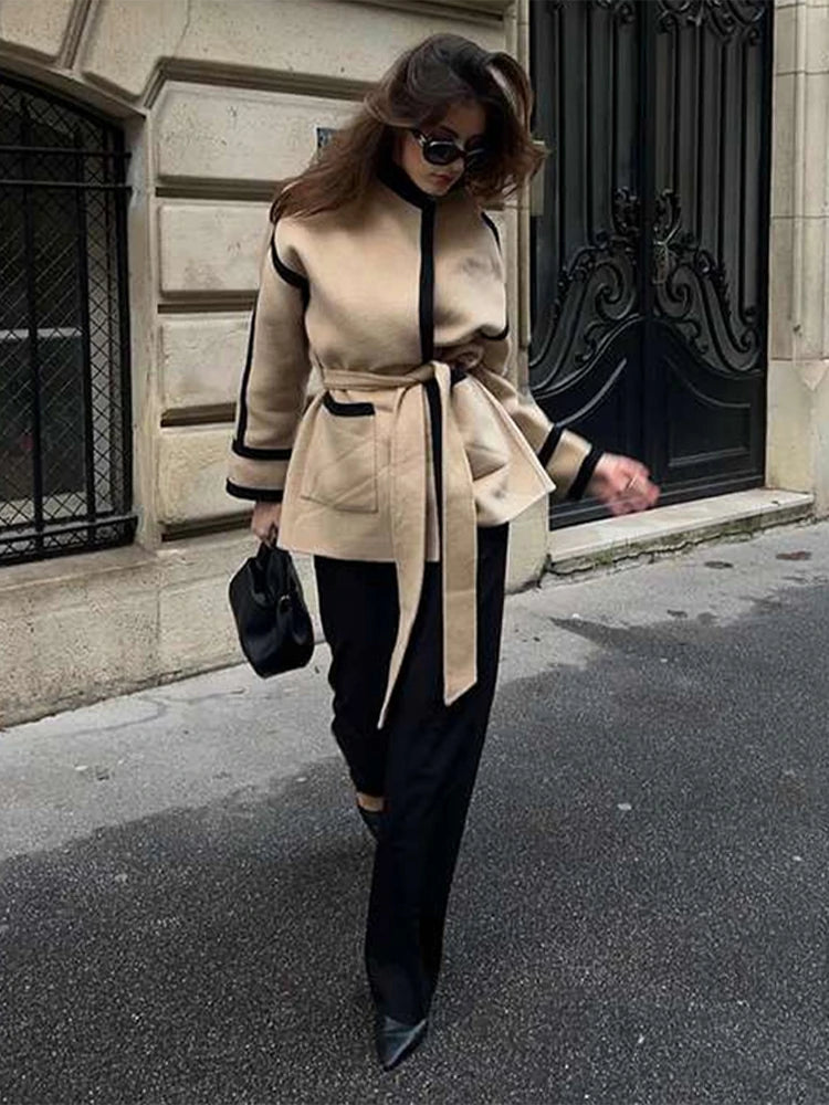 Manteau en Laine Contrastée pour Femme – Élégance et Confort - Reflet Paris