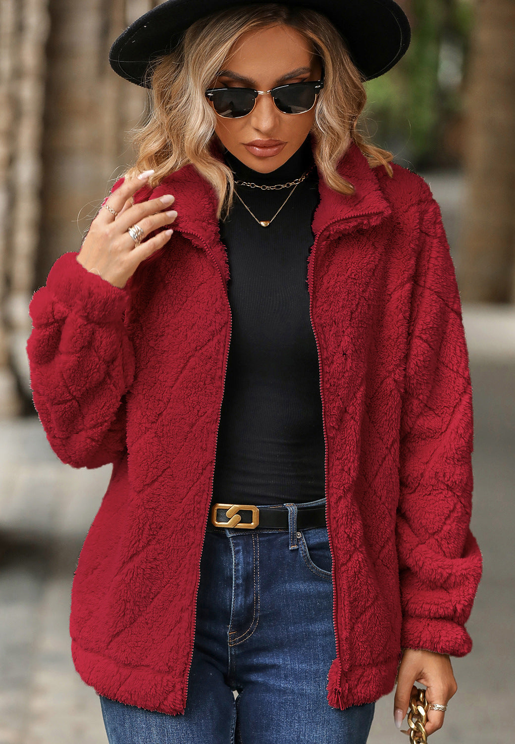Manteau Cardigan à Manches Longues en Velours Diamant™ - Reflet Paris