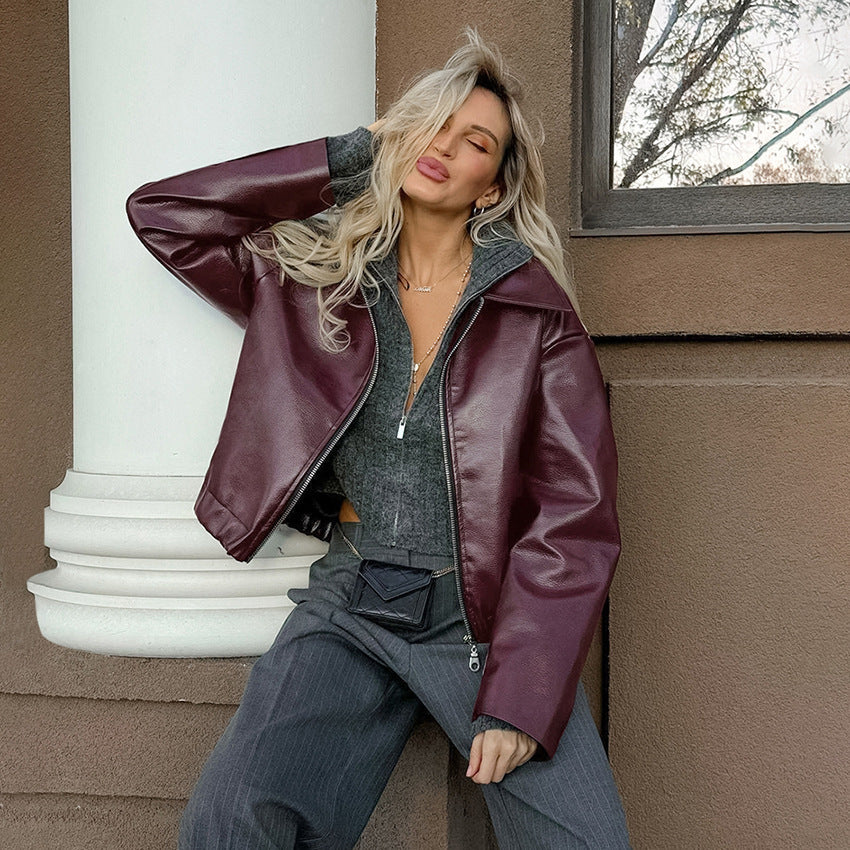 Veste Rétro Biker™ en Cuir Mat - Reflet Paris
