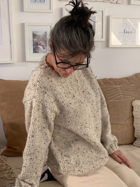 Pull décontracté à pois pour femme grande taille