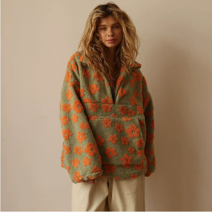 Trendy Floral Pullover Coat