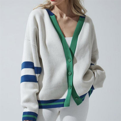 Cardigan Décontracté en Couleurs Contrastées – Style Moderne et Confort Casual