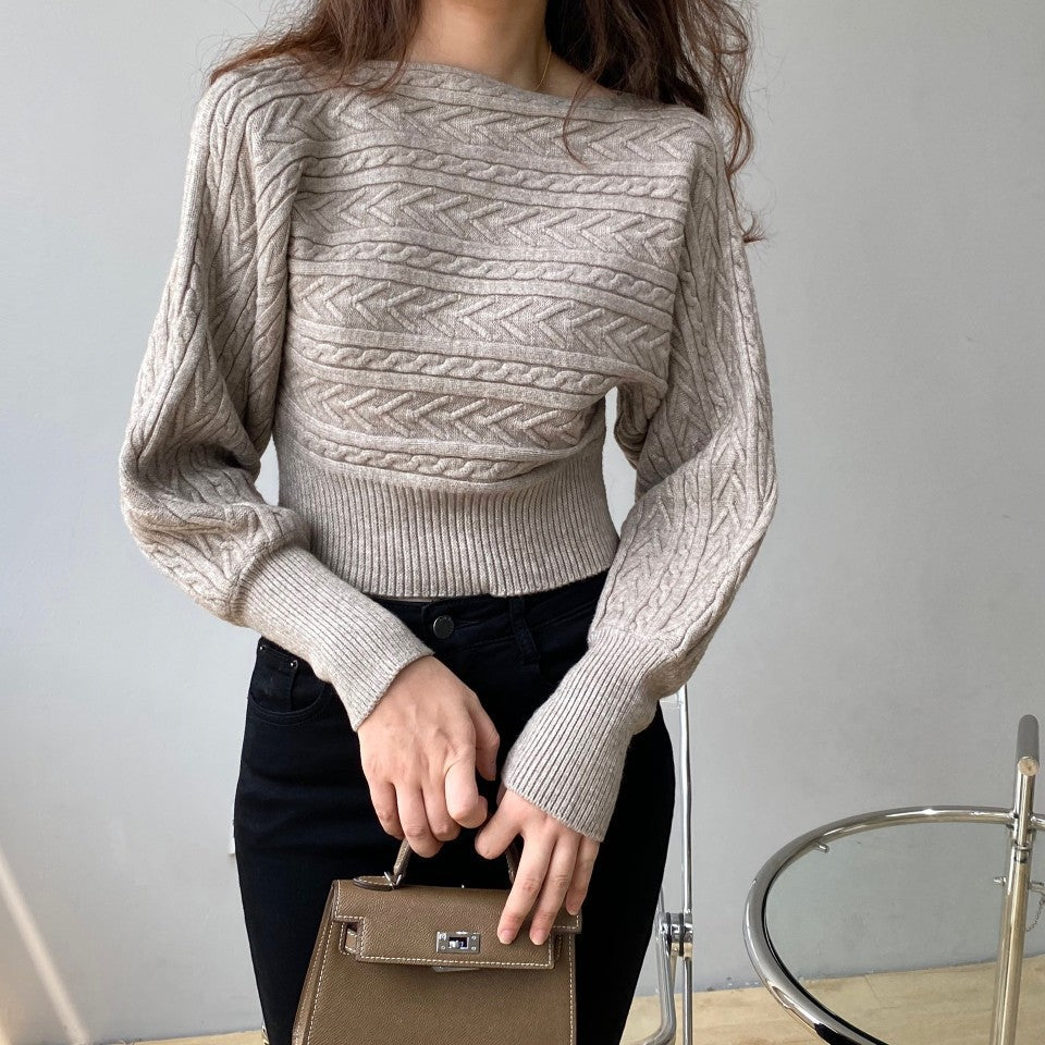 Pull Femme à Col Rond – Pull Court Décontracté au Style Féminin - Taille unique