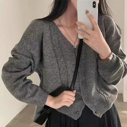 V-neck Long Sleeve Cardigan Twist Ropa
