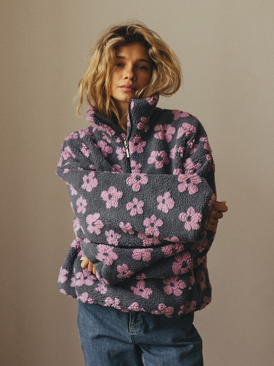 Trendy Floral Pullover Coat
