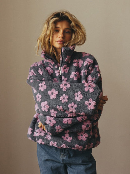 Trendy Floral Pullover Coat